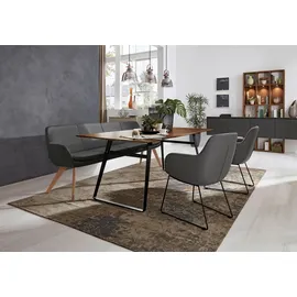 Musterring Essbank MUSTERRING "Tavia", grau (dunkelgrau, wildeiche), B:220cm H:87cm T:66cm, Sitzbänke, Essbank, Stativgestell Wildeiche massiv geölt, Breite 180, 200 oder 220 cm, Topseller