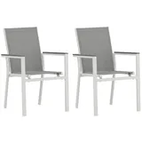 Gardenson Gartenstuhl-Set Grau, Weiß, Metall, Textil, 57x90x60 cm