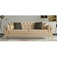 demotex gmbh Casa Padrino Luxus Schlafsofa Beige / Gold 225 x 95 x H. 83 cm - Wohnzimmer Sofa mit