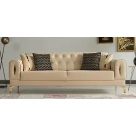 demotex gmbh Casa Padrino Luxus Schlafsofa Beige / Gold 225 x 95 x H. 83 cm - Wohnzimmer Sofa mit