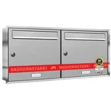 AL Briefkastensysteme 2er Unterputz Edelstahl inkl. Zeitungsfach
