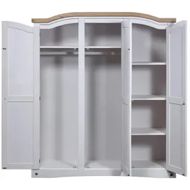 vidaXL Kleiderschrank Mexiko-Stil Kiefernholz 3 Türen Weiß