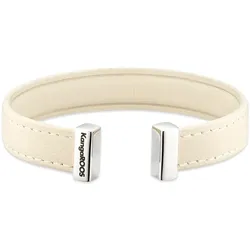Armspange KANGAROOS "Schmuck Geschenk, LederArmkette verschiedene Farben", beige (edelstahlfarben, creme), Armbänder, Damen, Edelstahl-Leder, Edelstahl, Leder, Armspange