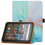 HGWALP Universal Hülle für 7 Zoll 8 Zoll Tablet,Stand Folio Universal Tablet Case Schutzhülle für 7" 8" Touchscreen Tablet, mit verstellbarem Befestigungsband und Ständer-Marble Blue