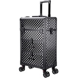 Kosmetikkoffer Pilotenkoffer Beauty Case Reisetrolley Friseurkoffer Kosmetik Trolley, Mit Rädern Und Mit Schloss, Tragbar Kosmetik Organizer,Kosmetikkoffer Mit Schubladen,Schwarz