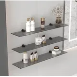 Euro Tische Glasregal Wandregal - Grau, 6mm Sicherheitsglas, Regal aus Glas, Glasablage, Glasboden inkl. Halterung - 50 cm