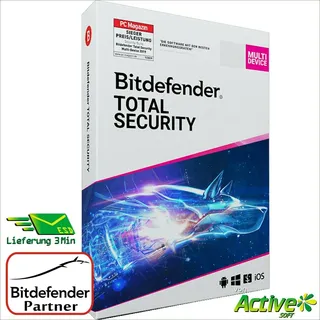 BitDefender Total Security 2020 3 Geräte 1,5 Jahre ESD DE Win Mac Android iOS 		