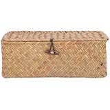 Uadme Korb Geflochten, Rattan Rechteckig Seegras Aufbewahrungskorb Körbe Make-up-Organizer für Badezimmer Wohnzimmer Küche(26.9 * 16 * 10.4cm)