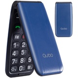 Qubo Flip Phone Seniorenhandy Klapphandy Ohne Vertrag Handy große Tasten Mobiltelefon für Senioren Display 2,4 Zoll, SOS-Funktion, Unterstützung Dual-SIM,Schnellanruf, FM-Radio,Taschenlampe, Blau