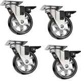 4er Set dekorative Design Möbelrollen RAPID Rollen-Ø 75 mm schwarz mit Bremse, Tragkraft 35 Kg, Höhe 97 mm, Lenkrollen von SOTECH