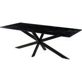 MASSIVMOEBEL24.DE Esstisch 220x100x76 Marmor schwarz / Kreuzgestell Eisen schwarz Barcelona #413