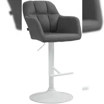 CLP Barhocker Natoma Stoff dunkelgrau/Metall matt weiss