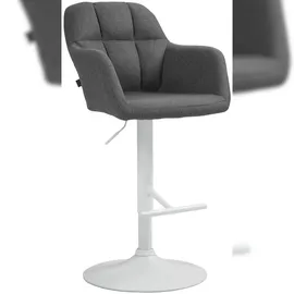 CLP Barhocker Natoma Stoff dunkelgrau/Metall matt weiss
