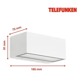 Telefunken Außenwandleuchte Glas Metall 9,1 cm IP44 12 W weiß