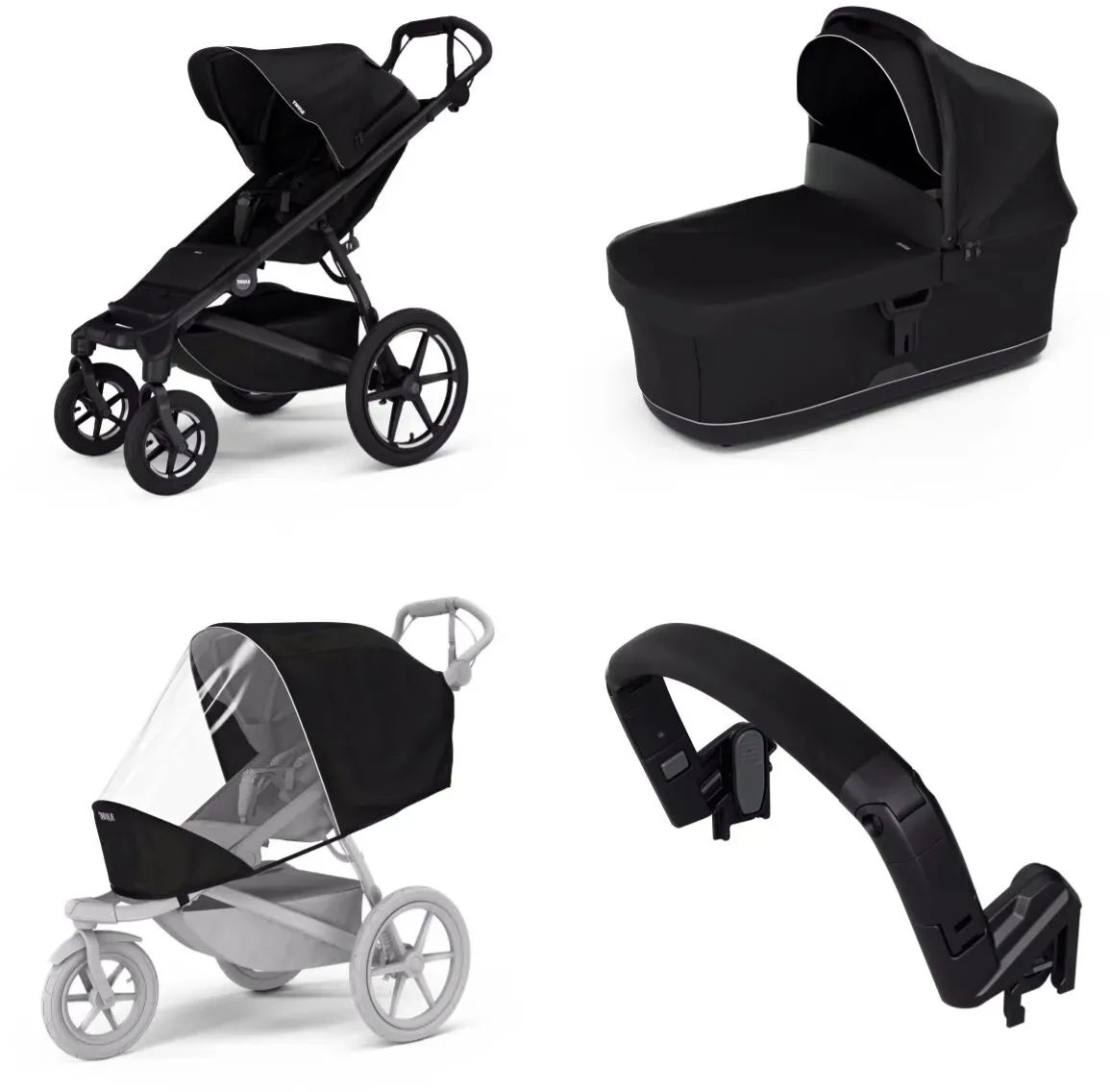 Stadt-Kinderwagen Thule Urban Glide 4-wheel Black + Bassinet Black SET 4in1 - Schwarz