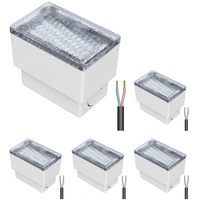 ledscom.de 5 Stück LED Pflasterstein Bodeneinbauleuchte CUS für außen, IP67, eckig, 8 x 5cm, kaltweiß