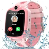 4G Smartwatch Kinder mit GPS und Telefon Videoanruf, Kinder Smartwatch mit GPS mit SIM, Smart Watch Kinder Uhr Anrufen SOS IP68 Wasserdicht Spiele Schulmodus Kamera Wecker,Geschenke für Mädchen Jungen