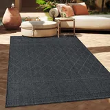 Paco Home Outdoor Teppich, Flachgewebe Modern Boho Ethno Wetterfest, Außenbereich 80x150 cm, Anthrazit 2
