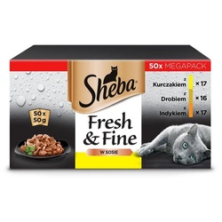 SHEBA Fresh&Fine 50×50 g Saucenbeutel für Huhn, Geflügel und Pute