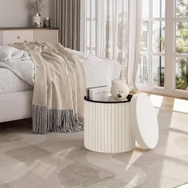 Woltu Sitzhocker mit Deckel Velvet 38 x 36 x 38 cm Beige