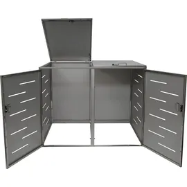 Mendler Mülltonnenverkleidung HWC-E83 116 x 141 x 98 cm silber