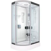 AcquaVapore D60-70T0L-ALL Komplettdusche mit Türanschlag links 120 x 80 cm weiß Sicherheitsglas ESG