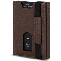 VON HEESEN Leder Slim Wallet - Geldbeutel mit RFID Schutz - Mini Geldbörse für Herren und Damen - Kartenetui Echtleder Karten Portemonnaie klein - Kreditkartenetui Braun