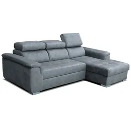 Sonstige Verlage Robin Silver Ecksofa mit Schlaffunktion Bettkasten 3 Verstellbare Kopfstützen Sofa L-Form Schlafsofa Freistehende Eckcouch Schlafcouch Wohnzimmerm... - Silber