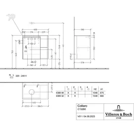 Villeroy & Boch V&B Waschtischunterschrank Collaro 60x54,8x38cm, WT l, LED 2,9 W, Tau