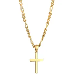 KUZZOI Herren Figarokette Kreuz 925 Silber goldfarben 