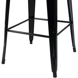 Mendler Set Stehtisch + 2x Barhocker  Holz-Tischplatte Metall Industriedesign  Schwarz