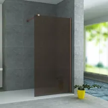 Belvit Duschwand Duschabtrennung Bronzeglas mit Kupferprofil 8mm 120x200cm - Bronze