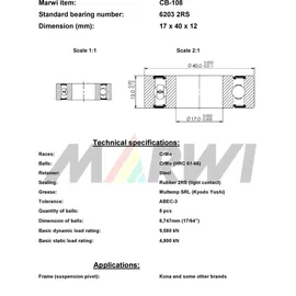 Marwi rollen 6203 2rs 17x40x12 cb108 cb 108
