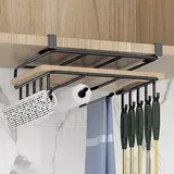 Topfdeckelhalter, Schneidebrett Regal Halter Edelstahl ohne Bohren, Küchenorganizer am Schrank Küchenutensilien als Regaleinsatz teleskopregal zur Aufbewahrung und Sicherheit,Schwarz,C