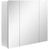 kleankin Badezimmerschrank mit Spiegel – Wandschrank für das Badezimmer mit 3 Türen und verstellbaren Einlegeböden, 70 x 15 x 60 cm, weiß