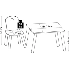 KESPER Kindertisch mit 2 Stühlen, FSC, Alpaka