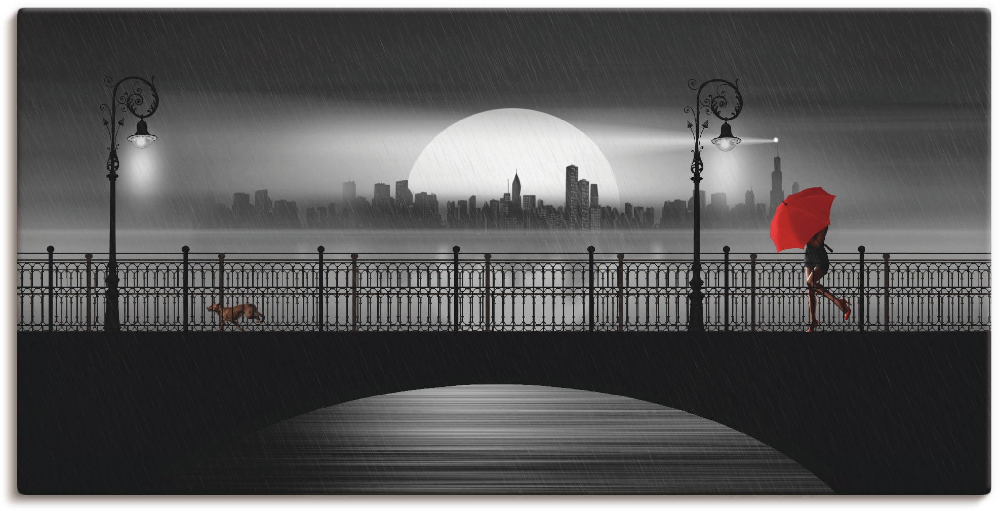 Artland Wandbild »Die Brücke im Regen«, Brücken, (1 St.) Artland schwarz