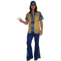 Maylynn Hippie-Kostüm Hippie Kostüm Herren 70er Jahre Herren Retro - Lecam blau M