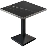 GGM Möbel BPA | Bistro Tisch | Quadratisch | Edelstahl Rand | 60 x 60 x 78,5 cm | Schwarz Marmor / Schwarz