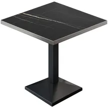 GGM Möbel BPA | Bistro Tisch | Quadratisch | Edelstahl Rand | 60 x 60 x 78,5 cm | Schwarz Marmor / Schwarz