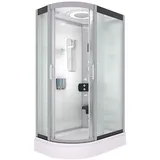 AcquaVapore D60-70M0L Komplettdusche mit Schiebetür 120 x 80 cm Weiß Sicherheitsglas