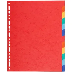 Exacompta 2112E 25x Register aus Recyclingkarton 220g, 12 Positionen, für Format DIN A4+ - Farben sortiert