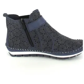 Gemini Damen Stiefelette Leder Cutouts floral Muster 382019-19, Größe:38 EU, Farbe:Blau - Blau - 38