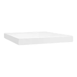 vidaXL Boxspringbett mit Matratze & LED Weiß 160x200 cm Kunstleder