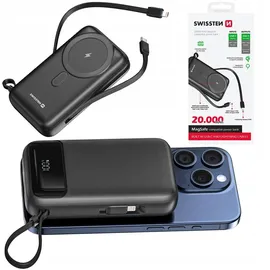 Swissten Charger 20000 mAh, 22.50 W, 22.50 Wh), Powerbank, Schwarz