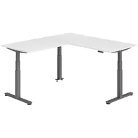 Bümö Eckschreibtisch Weiß, Graphit, Nachbildung, Rechteckig, 180x74x200 cm, FSC