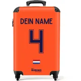 NoBoringSuitcases.com Handgepäck Koffer, Koffer Personalisiert, Reisekoffer, Reisetasche mit Rollen, Trolley Handgepäck, Koffer Handgepäck 55x40x20 cm (EM 2024 - Heimtrikot Niederlande - Orange)