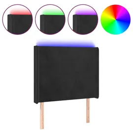vidaXL LED Kopfteil Schwarz 103x16x118/128 cm Samt