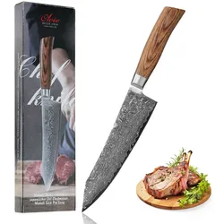 Kiritsuke Kochmesser I 20 cm Klinge aus 67 Lagen Damaststahl I Pakkaholzgriff