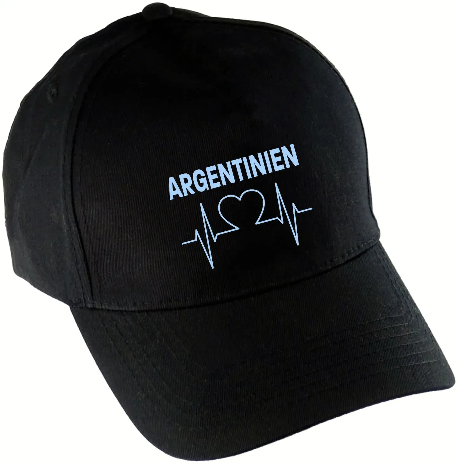 multifanshop® Baseballcap - Argentinien - Herzschlag - Druck hellblau